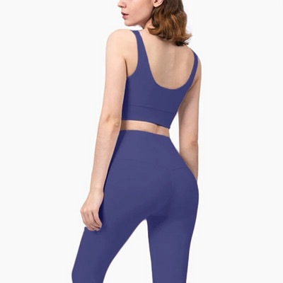 Дамски спортен комплект, облекло за йога, панталони за бягане с висока талия, спортен сутиен, костюм за фитнес, спортно облекло, тренировка, 2 бр., женски