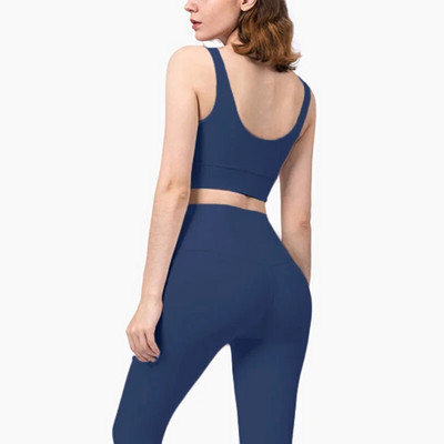 Дамски спортен комплект, облекло за йога, панталони за бягане с висока талия, спортен сутиен, костюм за фитнес, спортно облекло, тренировка, 2 бр., женски