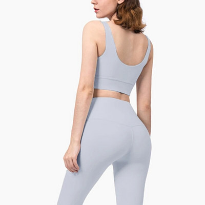 Дамски спортен комплект, облекло за йога, панталони за бягане с висока талия, спортен сутиен, костюм за фитнес, спортно облекло, тренировка, 2 бр., женски