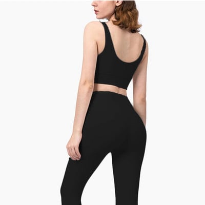 Дамски спортен комплект, облекло за йога, панталони за бягане с висока талия, спортен сутиен, костюм за фитнес, спортно облекло, тренировка, 2 бр., женски