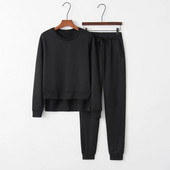 Costum din două piese pentru femei Hanorac pentru femei cu tiv neregulat Set pantaloni de trening 2 piese ținută sport cu șnur elastic în talie pentru toamnă