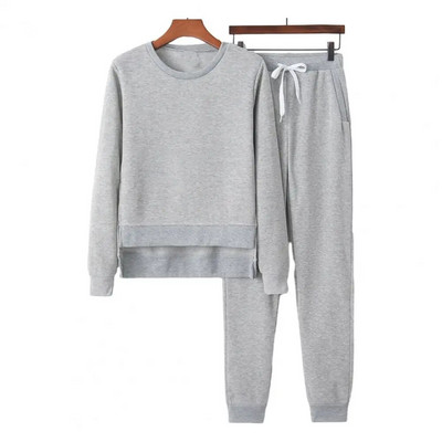 Costum din două piese pentru femei Hanorac pentru femei cu tiv neregulat Set pantaloni de trening 2 piese ținută sport cu șnur elastic în talie pentru toamnă