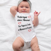 Făcut cu dragoste Tată în 2 minute și mama în 9 luni Body pentru bebeluși Salopetă amuzantă pentru nou-născut Haine de vară Cadouri de duș pentru sugari