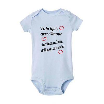 Făcut cu dragoste Tată în 2 minute și mama în 9 luni Body pentru bebeluși Salopetă amuzantă pentru nou-născut Haine de vară Cadouri de duș pentru sugari