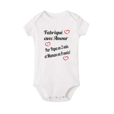 Făcut cu dragoste Tată în 2 minute și mama în 9 luni Body pentru bebeluși Salopetă amuzantă pentru nou-născut Haine de vară Cadouri de duș pentru sugari