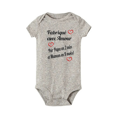 Făcut cu dragoste Tată în 2 minute și mama în 9 luni Body pentru bebeluși Salopetă amuzantă pentru nou-născut Haine de vară Cadouri de duș pentru sugari