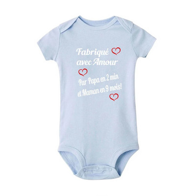 Făcut cu dragoste Tată în 2 minute și mama în 9 luni Body pentru bebeluși Salopetă amuzantă pentru nou-născut Haine de vară Cadouri de duș pentru sugari