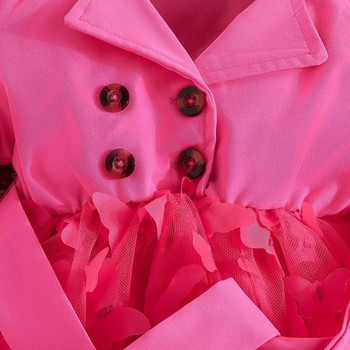 Костюм за новородено Рокля Цветя Мрежа Пеперуда Модно парти Малка принцеса Бебешка рокля Коледен подарък за рожден ден Ревер Детски дрехи