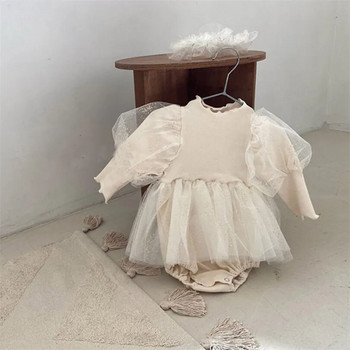 Πριγκίπισσα Βρεφικό Φόρεμα Νεογέννητο Χειμώνα Άνοιξη Βρεφικά Ρούχα Μακρυμάνικο Τούλι Φόρεμα 1ου Γενεθλίου για κοριτσάκι