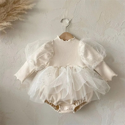 Rochie de prințesă pentru bebeluși nou-născut, iarnă, primăvară, rochie pentru fetițe, haine cu mânecă lungă, tul, rochie de petrecere pentru prima aniversare pentru fetiță