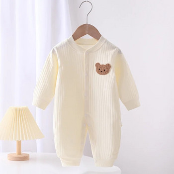 2024 Φθινόπωρο Βρεφικό Romper Μονόχρωμη Ολόσωμη φόρμα αρκούδας Βαμβακερή άνοιξη νεογέννητα μονοκόμματα ρούχα για αγόρια κορίτσια Βρεφικά Onesie 0-18 εκ.