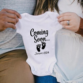 Baby Coming Soon 2024 / 2023 Anunț pentru bebeluși Body nou-născut Vară Bebeluși Băieți Fete Sarcina Reveal Ropa Salopete ținute