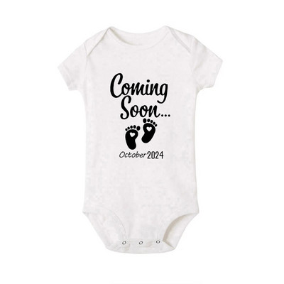 Baby Coming Soon 2024 / 2023 Anunț pentru bebeluși Body nou-născut Vară Bebeluși Băieți Fete Sarcina Reveal Ropa Salopete ținute