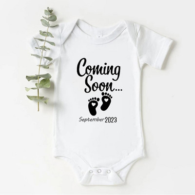 Baby Coming Soon 2024 / 2023 Anunț pentru bebeluși Body nou-născut Vară Bebeluși Băieți Fete Sarcina Reveal Ropa Salopete ținute