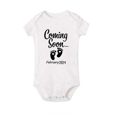 Baby Coming Soon 2024 / 2023 Anunț pentru bebeluși Body nou-născut Vară Bebeluși Băieți Fete Sarcina Reveal Ropa Salopete ținute