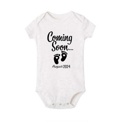 Baby Coming Soon 2024 / 2023 Anunț pentru bebeluși Body nou-născut Vară Bebeluși Băieți Fete Sarcina Reveal Ropa Salopete ținute