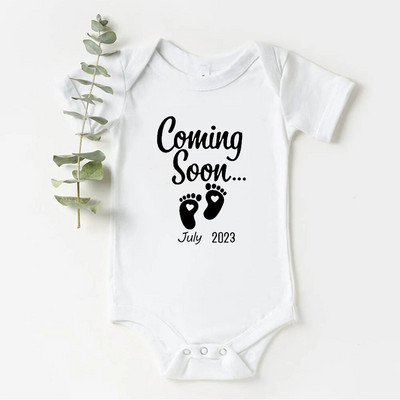 Baby Coming Soon 2024 / 2023 Anunț pentru bebeluși Body nou-născut Vară Bebeluși Băieți Fete Sarcina Reveal Ropa Salopete ținute