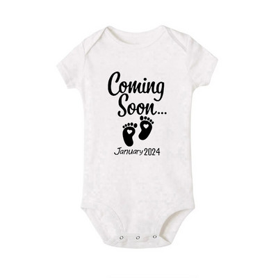 Baby Coming Soon 2024 / 2023 Anunț pentru bebeluși Body nou-născut Vară Bebeluși Băieți Fete Sarcina Reveal Ropa Salopete ținute