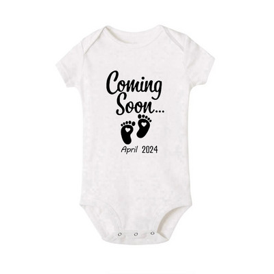 Baby Coming Soon 2024 / 2023 Anunț pentru bebeluși Body nou-născut Vară Bebeluși Băieți Fete Sarcina Reveal Ropa Salopete ținute