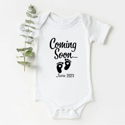Baby Coming Soon 2024 / 2023 Anunț pentru bebeluși Body nou-născut Vară Bebeluși Băieți Fete Sarcina Reveal Ropa Salopete ținute