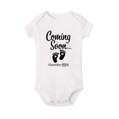 Baby Coming Soon 2024 / 2023 Anunț pentru bebeluși Body nou-născut Vară Bebeluși Băieți Fete Sarcina Reveal Ropa Salopete ținute