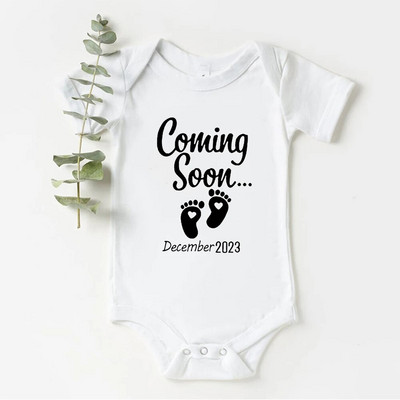 Baby Coming Soon 2024 / 2023 Anunț pentru bebeluși Body nou-născut Vară Bebeluși Băieți Fete Sarcina Reveal Ropa Salopete ținute