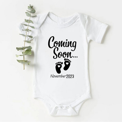 Baby Coming Soon 2024 / 2023 Anunț pentru bebeluși Body nou-născut Vară Bebeluși Băieți Fete Sarcina Reveal Ropa Salopete ținute
