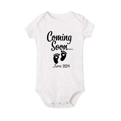 Baby Coming Soon 2024 / 2023 Anunț pentru bebeluși Body nou-născut Vară Bebeluși Băieți Fete Sarcina Reveal Ropa Salopete ținute