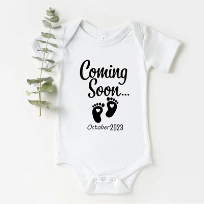 Baby Coming Soon 2024 / 2023 Anunț pentru bebeluși Body nou-născut Vară Bebeluși Băieți Fete Sarcina Reveal Ropa Salopete ținute