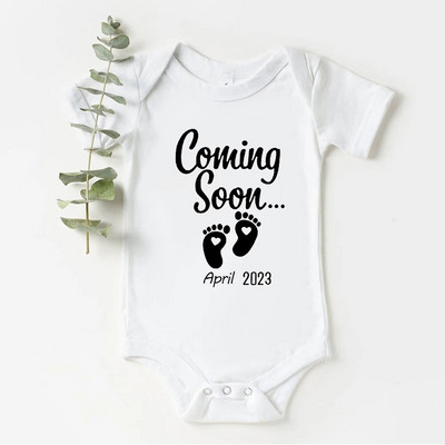 Baby Coming Soon 2024 / 2023 Anunț pentru bebeluși Body nou-născut Vară Bebeluși Băieți Fete Sarcina Reveal Ropa Salopete ținute