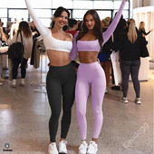 2024 1/2 buc. Nylon Pad Yoga Set Femei Pantaloni de antrenament Sport Sală de fitness Fitness cu mâneci lungi Crop Top Jambiere cu talie înaltă Costume active