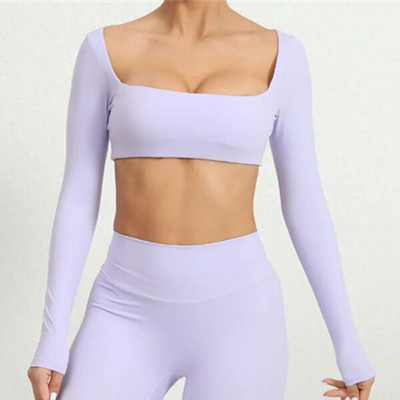 2024 1/2 buc. Nylon Pad Yoga Set Femei Pantaloni de antrenament Sport Sală de fitness Fitness cu mâneci lungi Crop Top Jambiere cu talie înaltă Costume active