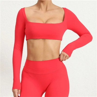 2024 1/2 buc. Nylon Pad Yoga Set Femei Pantaloni de antrenament Sport Sală de fitness Fitness cu mâneci lungi Crop Top Jambiere cu talie înaltă Costume active