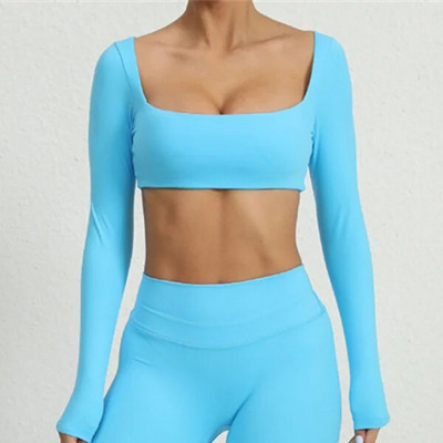 2024 1/2 buc. Nylon Pad Yoga Set Femei Pantaloni de antrenament Sport Sală de fitness Fitness cu mâneci lungi Crop Top Jambiere cu talie înaltă Costume active