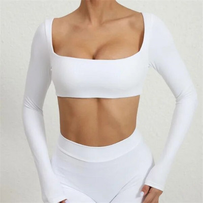 2024 1/2 buc. Nylon Pad Yoga Set Femei Pantaloni de antrenament Sport Sală de fitness Fitness cu mâneci lungi Crop Top Jambiere cu talie înaltă Costume active