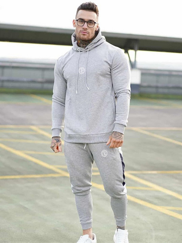 Ανδρικά σετ τύπωμα πουλόβερ με κουκούλα +Παντελόνι συνονθύλευμα Αθλητικά κοστούμια Casual φούτερ Φόρμες αθλητικές ενδύματα γυμναστικής