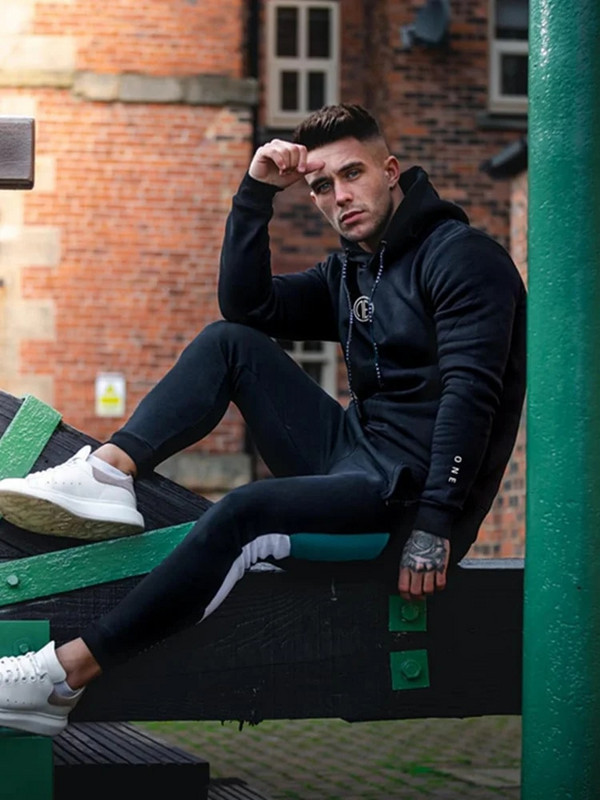 Ανδρικά σετ τύπωμα πουλόβερ με κουκούλα +Παντελόνι συνονθύλευμα Αθλητικά κοστούμια Casual φούτερ Φόρμες αθλητικές ενδύματα γυμναστικής