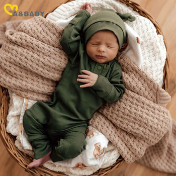 ma&baby 0-18M Βρεφική φόρμα νεογέννητου πλεκτή μπλούζα για αγόρι κοριτσάκι + Καπέλο Φθινοπωρινή άνοιξη Βρεφικά ρούχα για νήπια