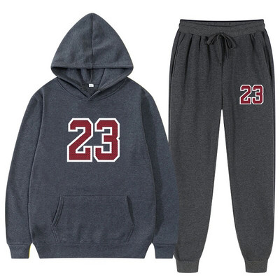 Set două piese Trening casual din lână femei iarna 2021 Seturi pentru damă hanorac supradimensionat cu glugă cu mânecă lungă pantaloni sport Costum de damă