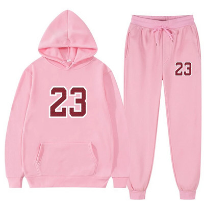 Set două piese Trening casual din lână femei iarna 2021 Seturi pentru damă hanorac supradimensionat cu glugă cu mânecă lungă pantaloni sport Costum de damă