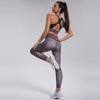 Леопардов йога костюм за фитнес Дамско спортно облекло 2023 Тренировъчно облекло за жени Облекло за фитнес Спортно облекло Дамско облекло от две части