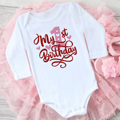 My 1st Birthday Newborn Bodysuit Infant Baby Clothes Toddler Jumpsuits Boys Girls Birthday Party Long Sleeve Outfits Romper Gift