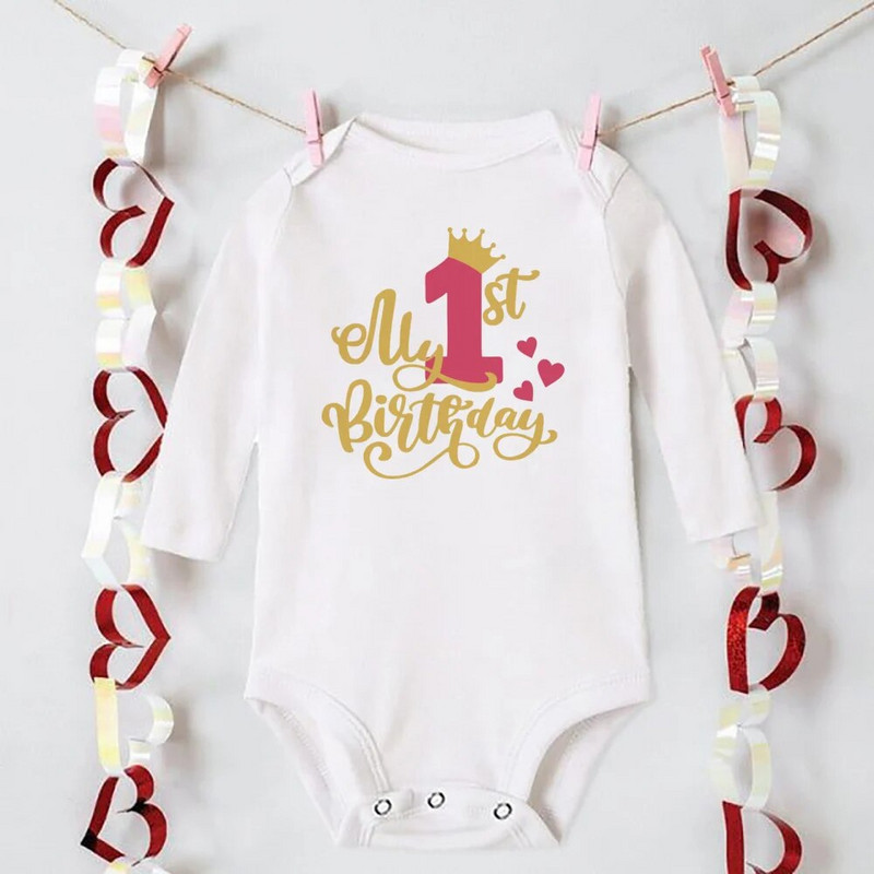 Mano 1-ojo gimtadienio naujagimio kombinezonas kūdikiams, drabužėliai mažyliams, kombinezonai berniukams, mergaitėms, gimtadienio vakarėliui ilgomis rankovėmis.