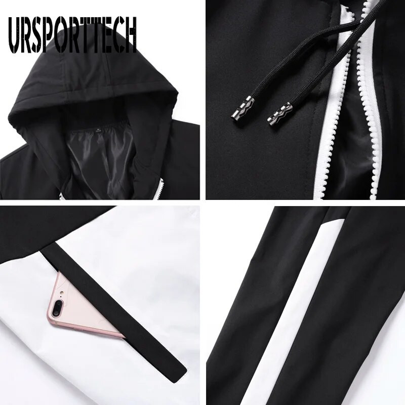 URSPORTTECHi spordidressi meeste komplekt kevadist lapiga kapuutsiga jope + püksid meeste dressid, spordirõivad, treeningud, jõusaali, meeste riided