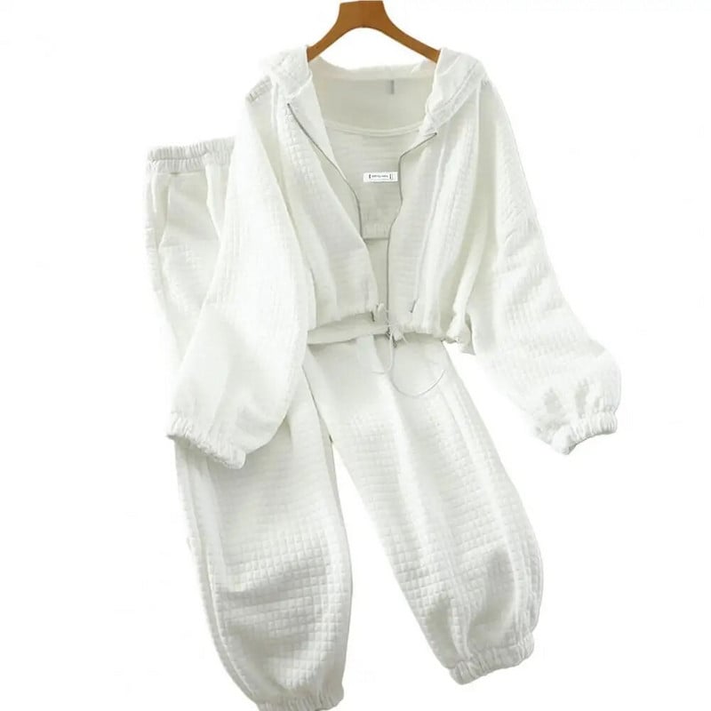 Kišenės bėgimo kostiumas, moteriškas 3 dalių rudens žiemos sporto komplektas, liemenė su gobtuvu, elastingas juosmens sportinių kelnių rinkinys aktyviam