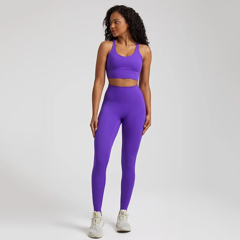 Buttery Soft 2kom Yoga Sport Set Fitness Odijela Push Up Sportski grudnjak Yoga Leggings Kompleti Odjeća za vježbanje u teretani za žene Trenirka