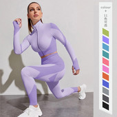 Set de yoga pentru trening pentru femei, 1/2 buc. Îmbrăcăminte pentru femei, costum de sport fără cusături, jambiere de alergare, cămăși cu mânecă lungă, set sport de fitness