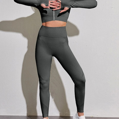 Set de yoga pentru trening pentru femei, 1/2 buc. Îmbrăcăminte pentru femei, costum de sport fără cusături, jambiere de alergare, cămăși cu mânecă lungă, set sport de fitness