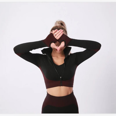 Set de yoga pentru trening pentru femei, 1/2 buc. Îmbrăcăminte pentru femei, costum de sport fără cusături, jambiere de alergare, cămăși cu mânecă lungă, set sport de fitness