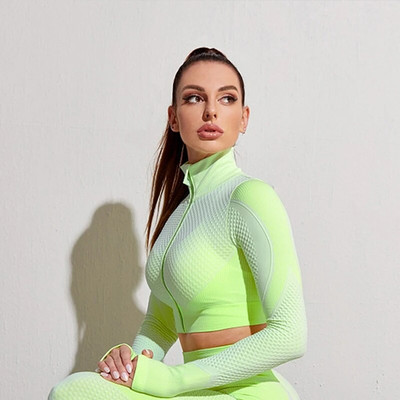 Set de yoga pentru trening pentru femei, 1/2 buc. Îmbrăcăminte pentru femei, costum de sport fără cusături, jambiere de alergare, cămăși cu mânecă lungă, set sport de fitness